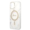 Zestaw Guess GUBPP14SHMEACSH Case+ Charger iPhone 14 / 15 / 13 6,1 biały/white hard case Marble MagSafe